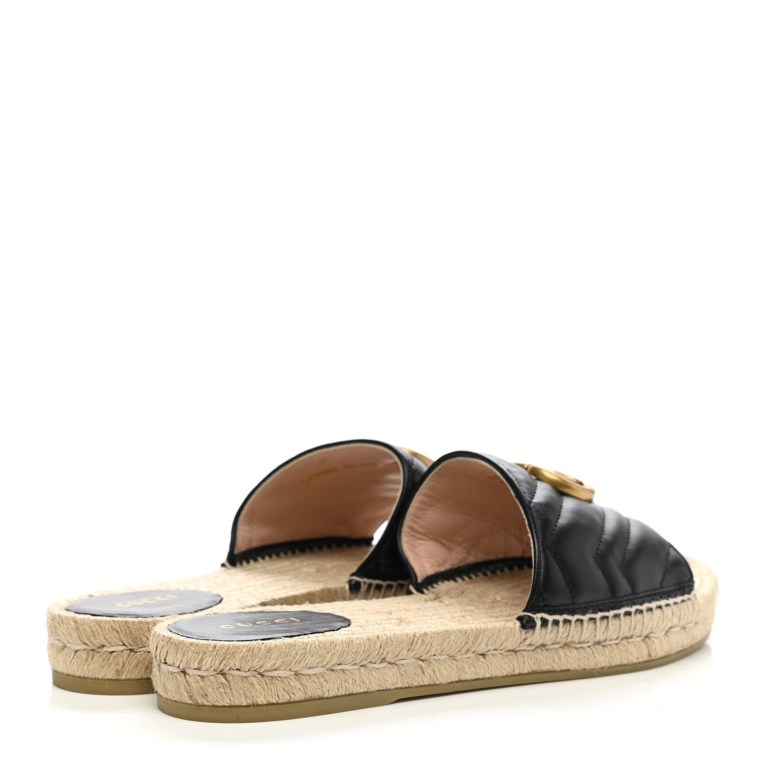 Gucci Nappa Matelasse GG Marmont Espadrille Slide Sandals 40 Black 4 of 13