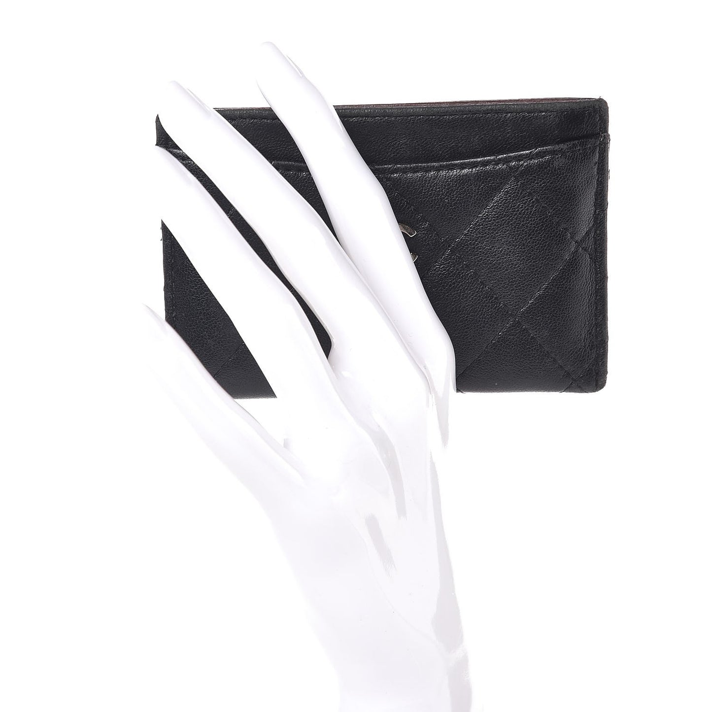 Lambskin Quilted Card Holder Black