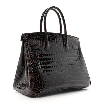 Hermes Shiny Porosus Crocodile Birkin 30 Macassar 3 of 9
