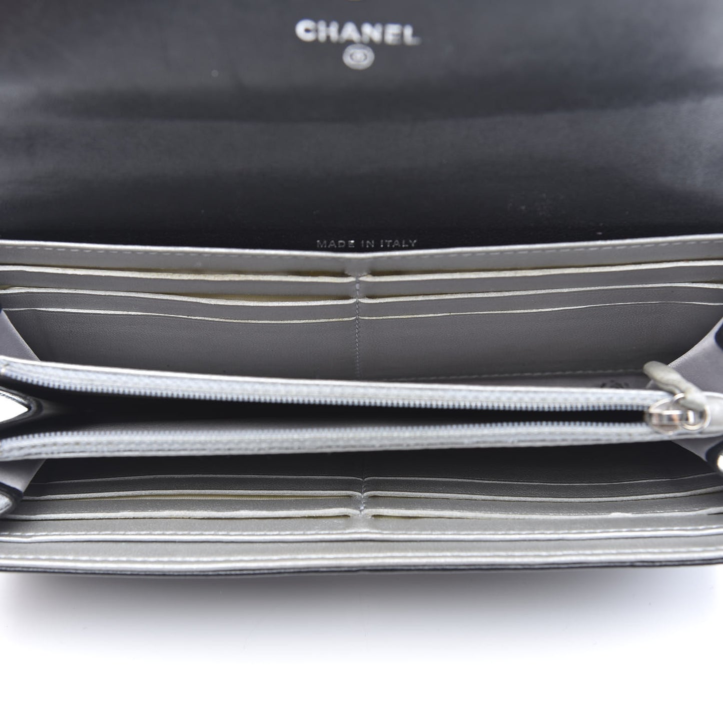 Lambskin Embossed Camellia Large Gusset Flap Wallet Black