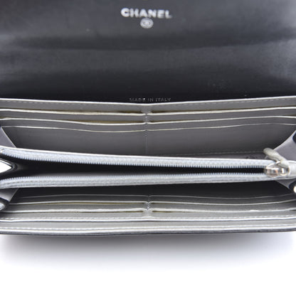 Chanel Lambskin Embossed Camellia Large Gusset Flap Wallet Black 5 of 11