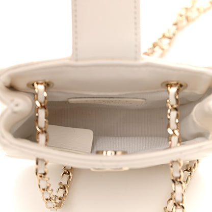 Chanel Lambskin Quilted Tiny Shopping Clutch With Chain White 5 of 9