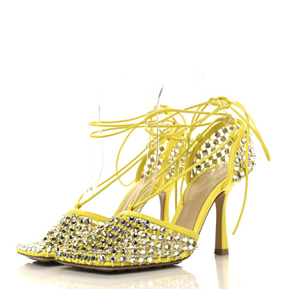 Bottega Veneta Mesh Nappa Crystal Embellished Sparkle Stretch Ankle Tie Sandals 36 36 Light House 3 of 9