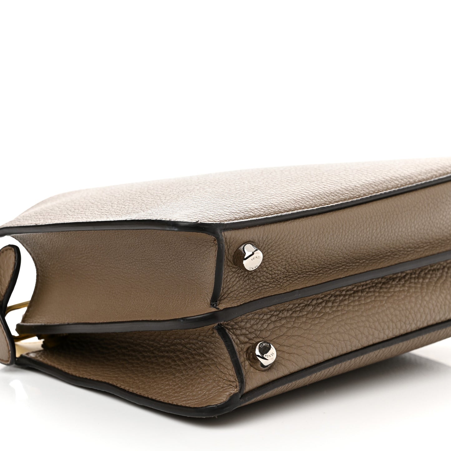Cuoio Romano Vitello Cover Glazed Fabric Bi-Color FF 1974 Mini Peekaboo I SEE U Satchel Tartufo Banana Tobacco Moro