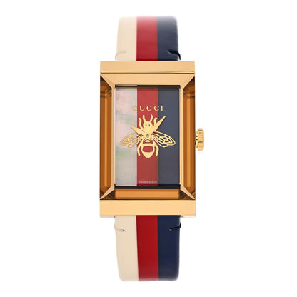 Gucci Stainless Steel Nylon Mother of Pearl 21mm Web G-Frame Quartz Watch Blue 1 of 5