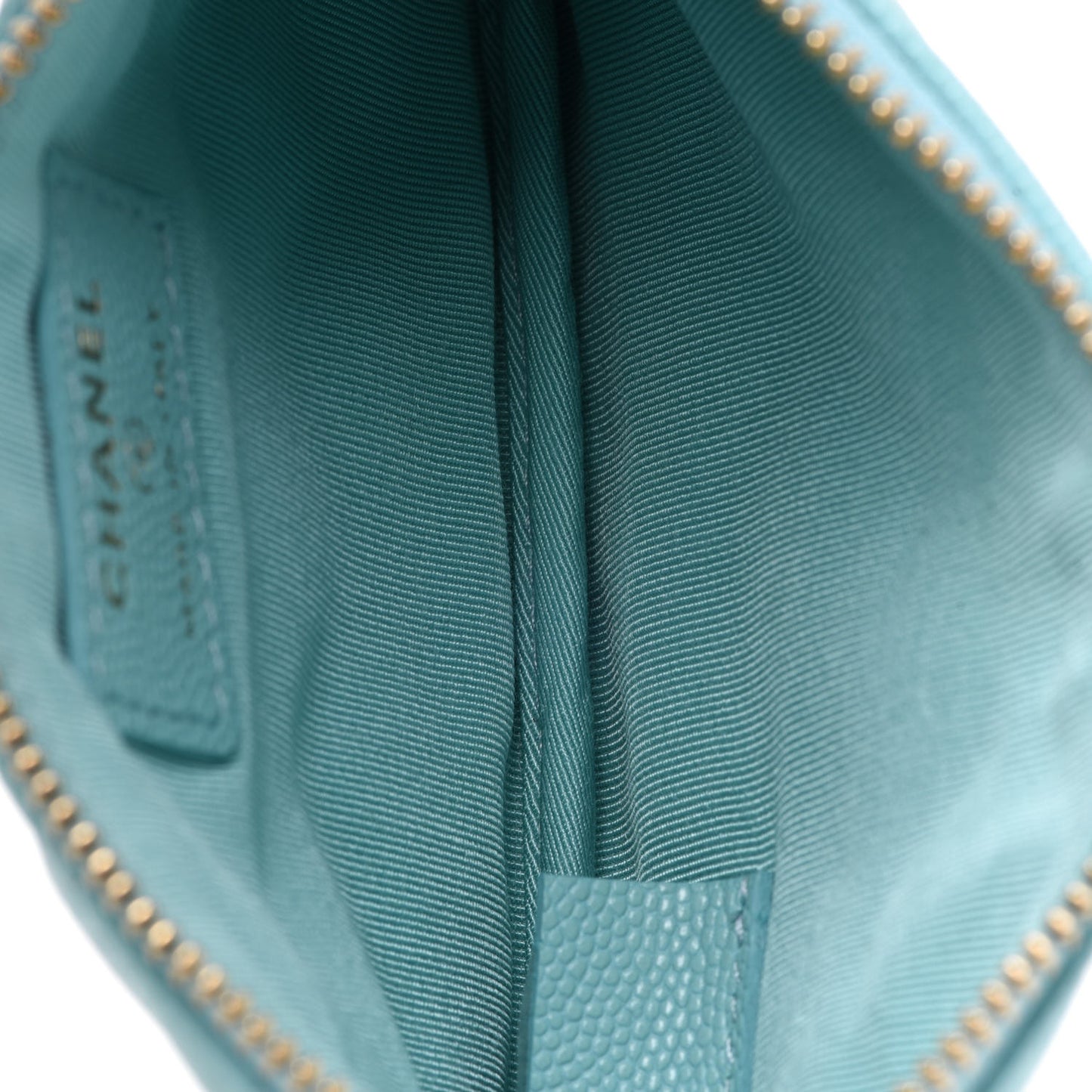 Caviar Quilted Small Cosmetic Case Light Blue