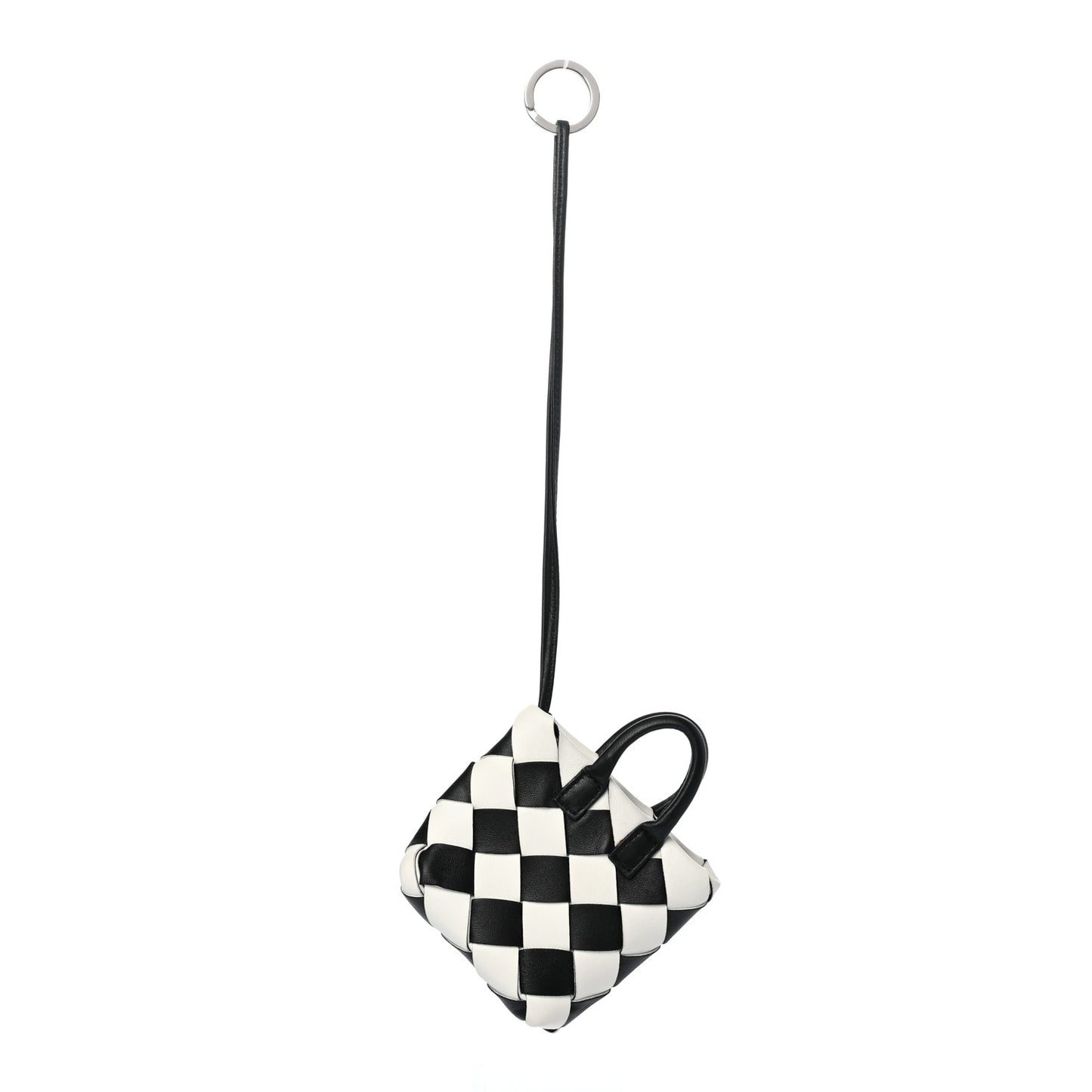 Nappa Intrecciato Maxi Cabat Bag Charm Black White