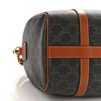 Celine Triomphe Canvas Calfskin Boston Bag Tan 7 of 8