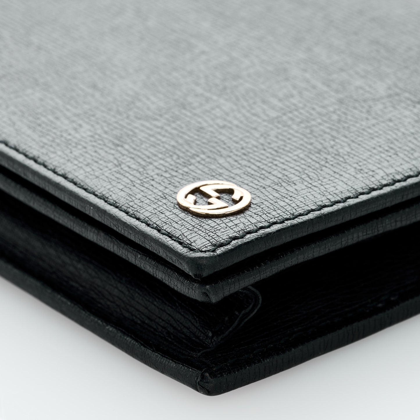 Textured Calfskin Medium Betty Chain Wallet Black