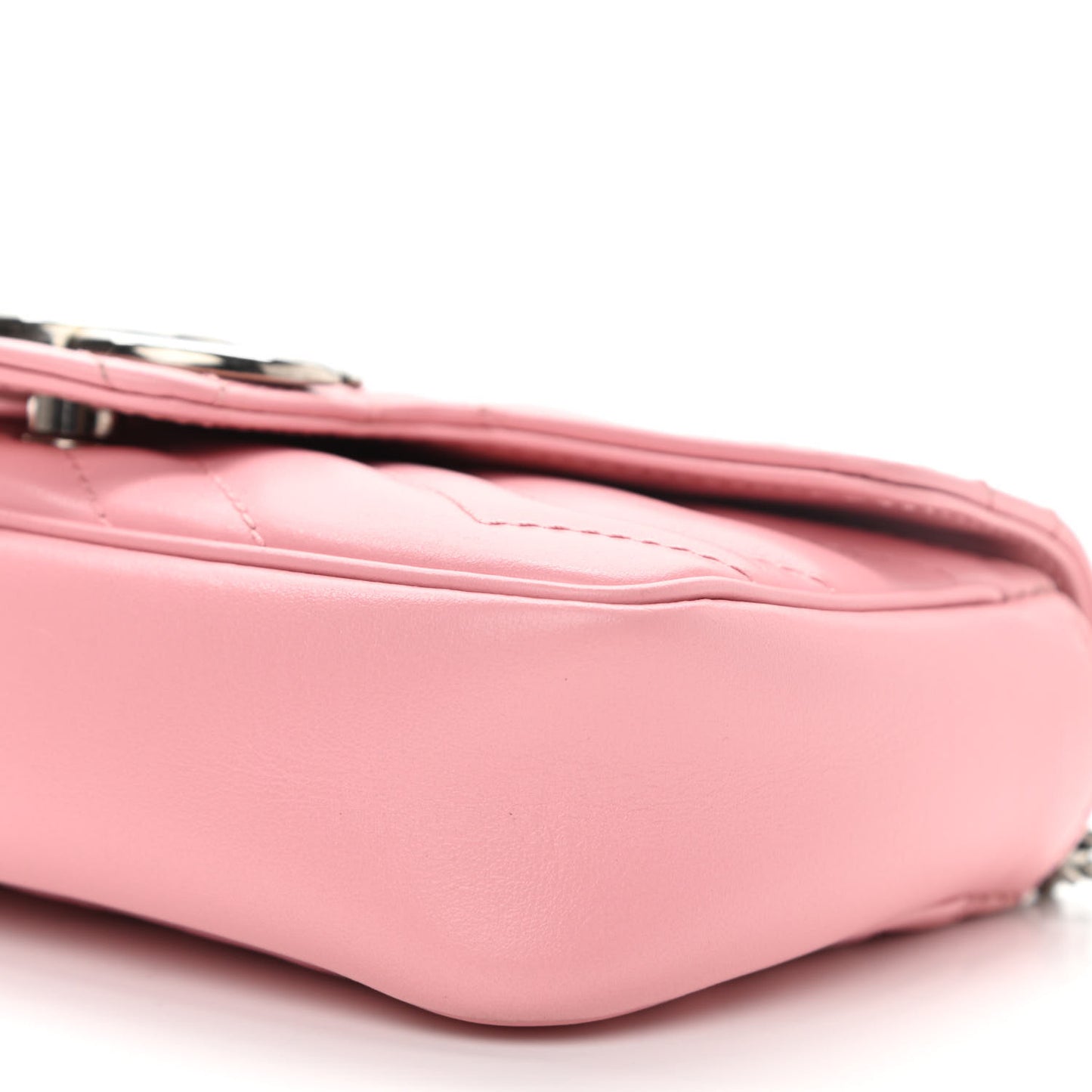 Calfskin Matelasse Super Mini GG Marmont Shoulder Bag Wild Rose