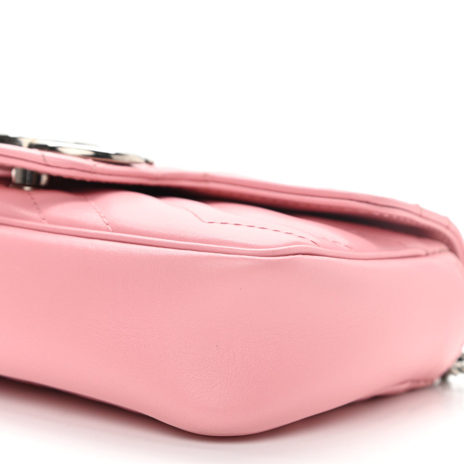 Gucci Calfskin Matelasse Super Mini GG Marmont Shoulder Bag Wild Rose 10 of 11