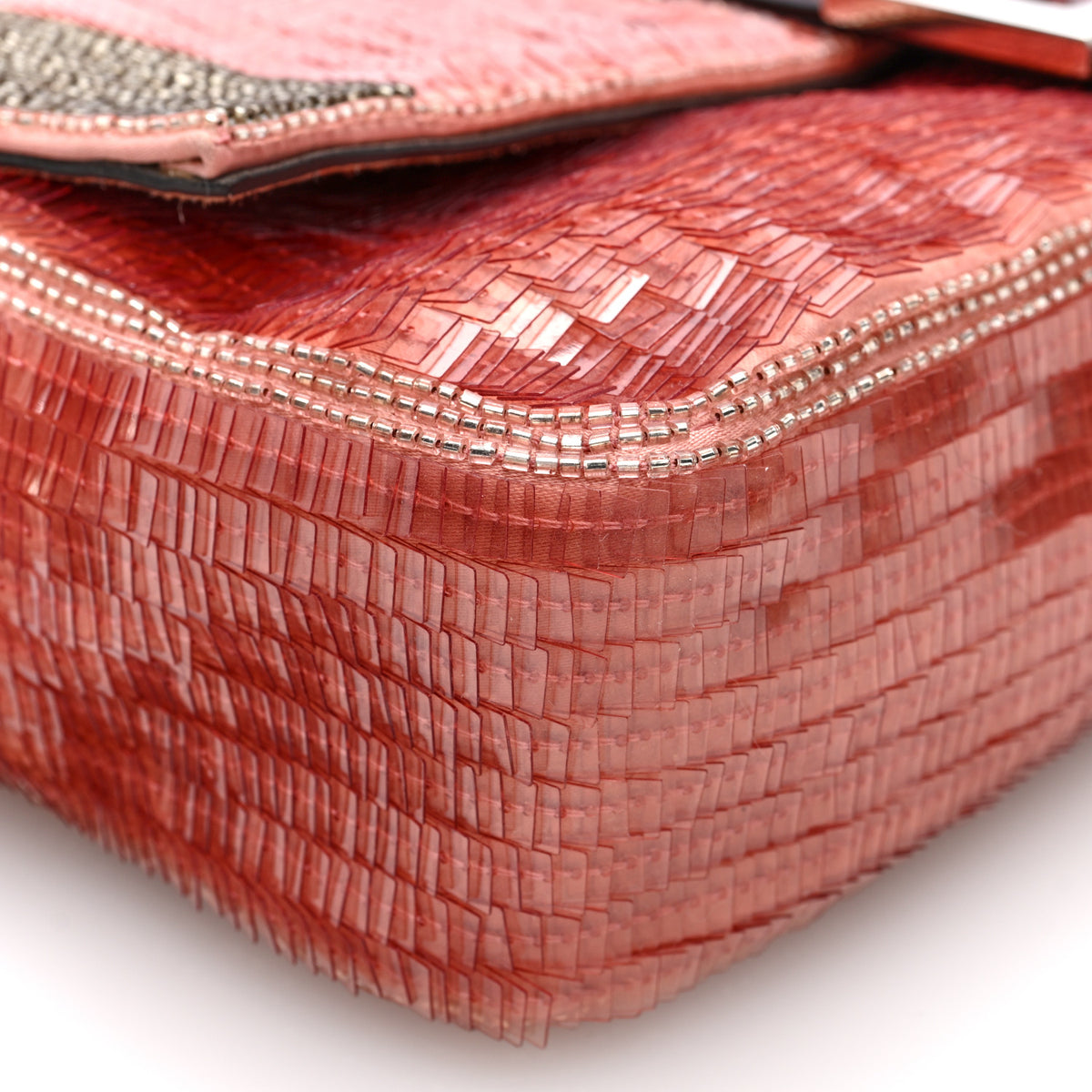 Sequin Snakeskin Re-Edition Baguette Pink