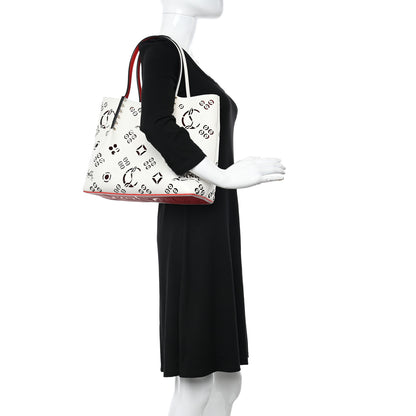 Christian Louboutin Calfskin Loubinthesky Small Perforated Cabarock Spikes Tote Snow 2 of 9