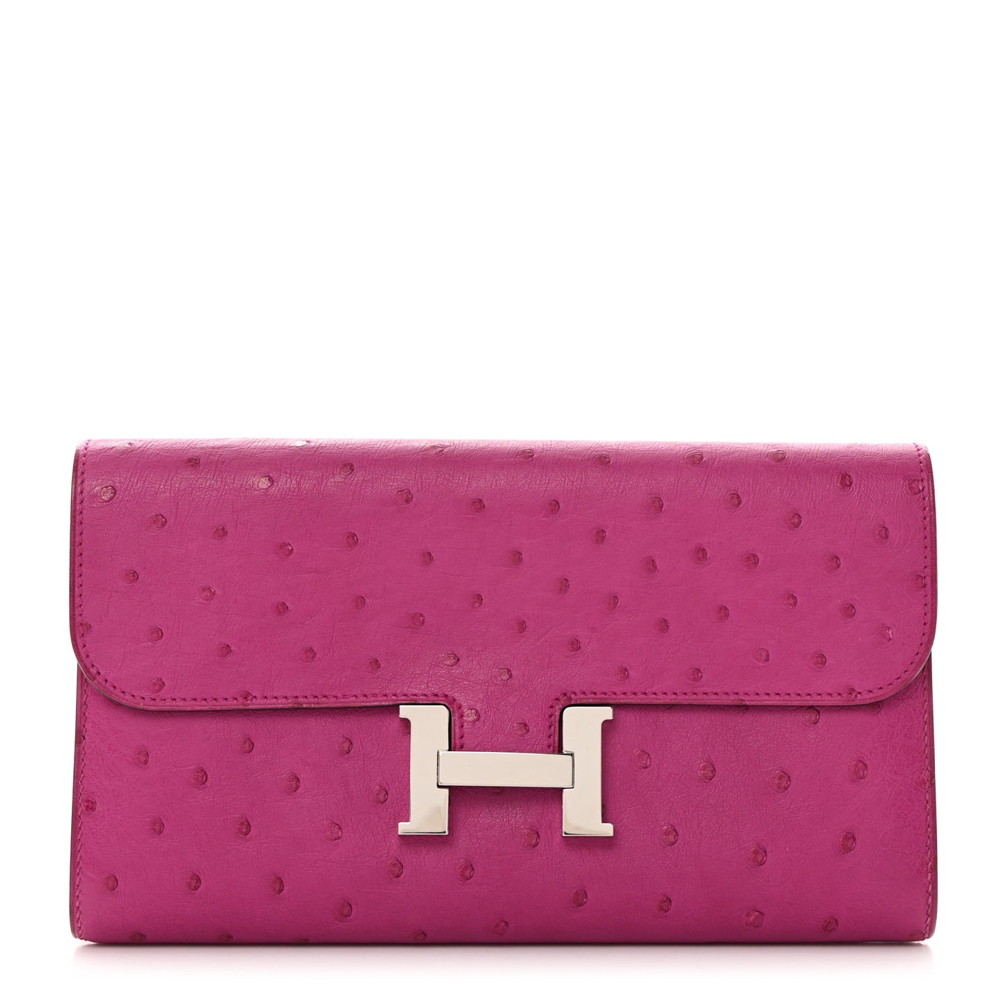 Ostrich Constance Long Wallet Rose Poupre