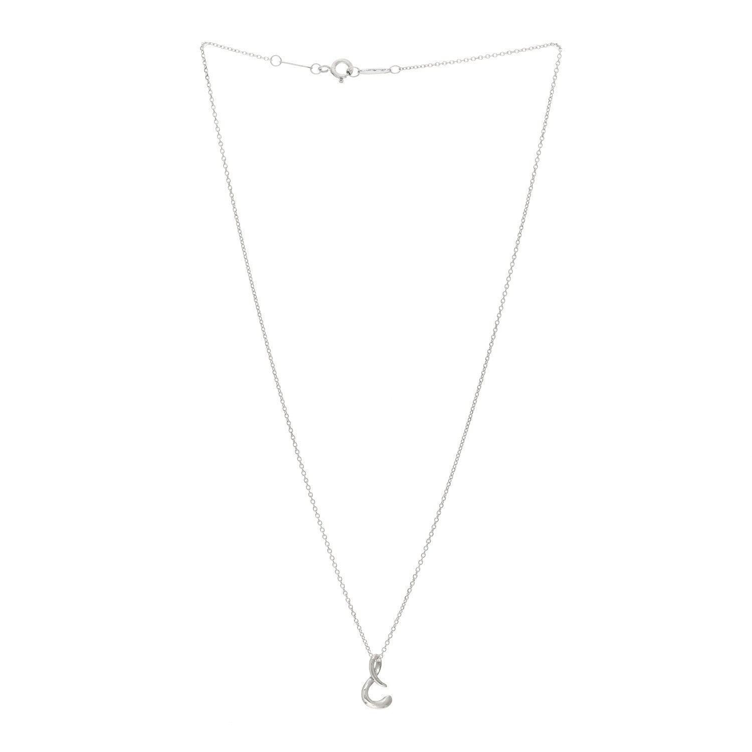 Tiffany Sterling Silver Elsa Peretti Letter S Pendant Necklace 3 of 4