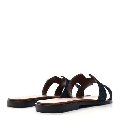 Hermes Denim Canvas Oran Sandals 35.5 Bleu Brut 4 of 8