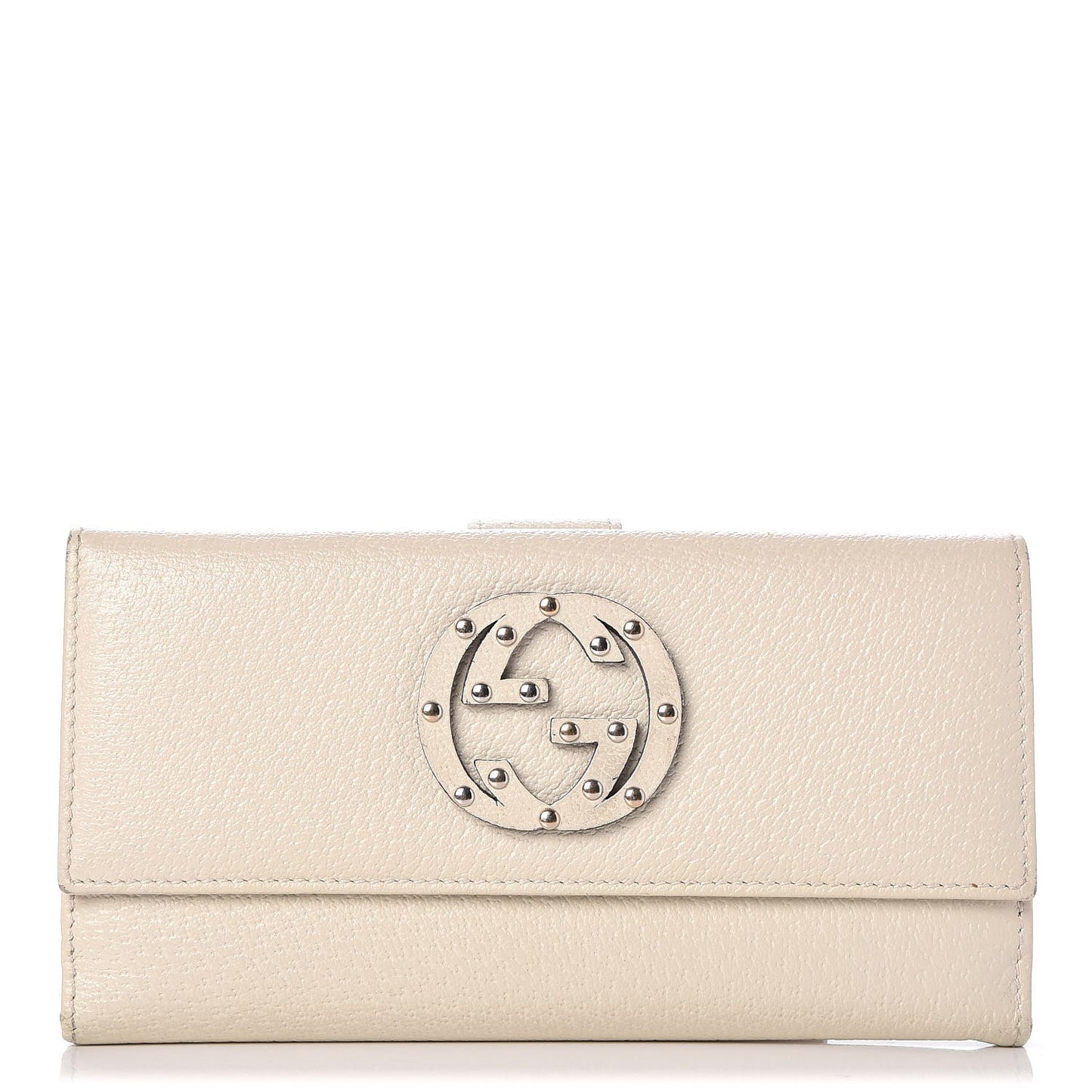 Calfskin Studded Soho Continental Wallet White