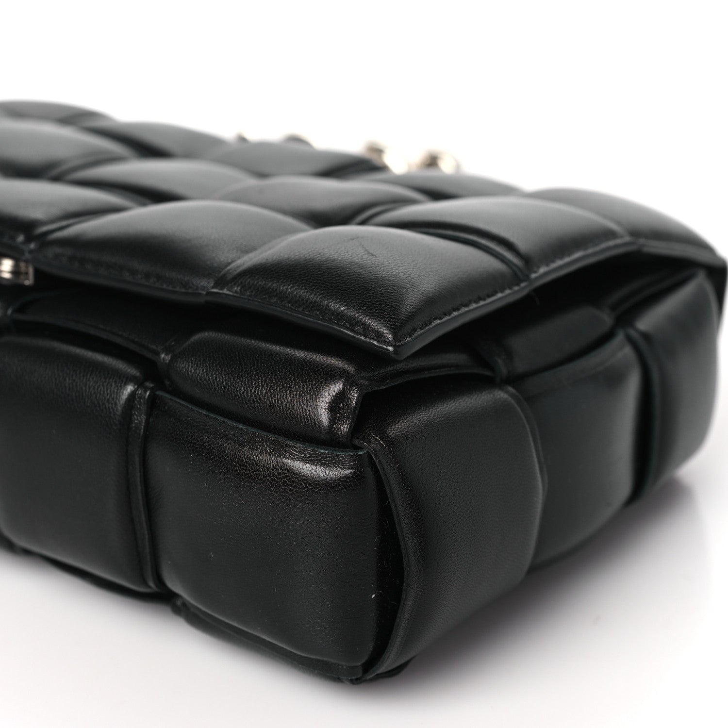 Bottega Veneta BOTTEGA VENETA Lambskin Maxi Intreccio Padded Chain Cassette Crossbody Bag Black 10 of 12