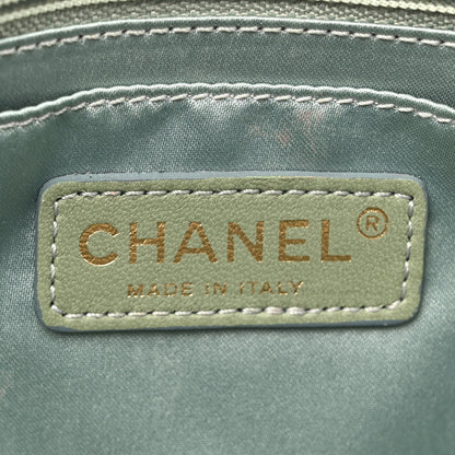 Chanel Metallic Woven Raffia Patchwork Single Flap Green 6 of 12