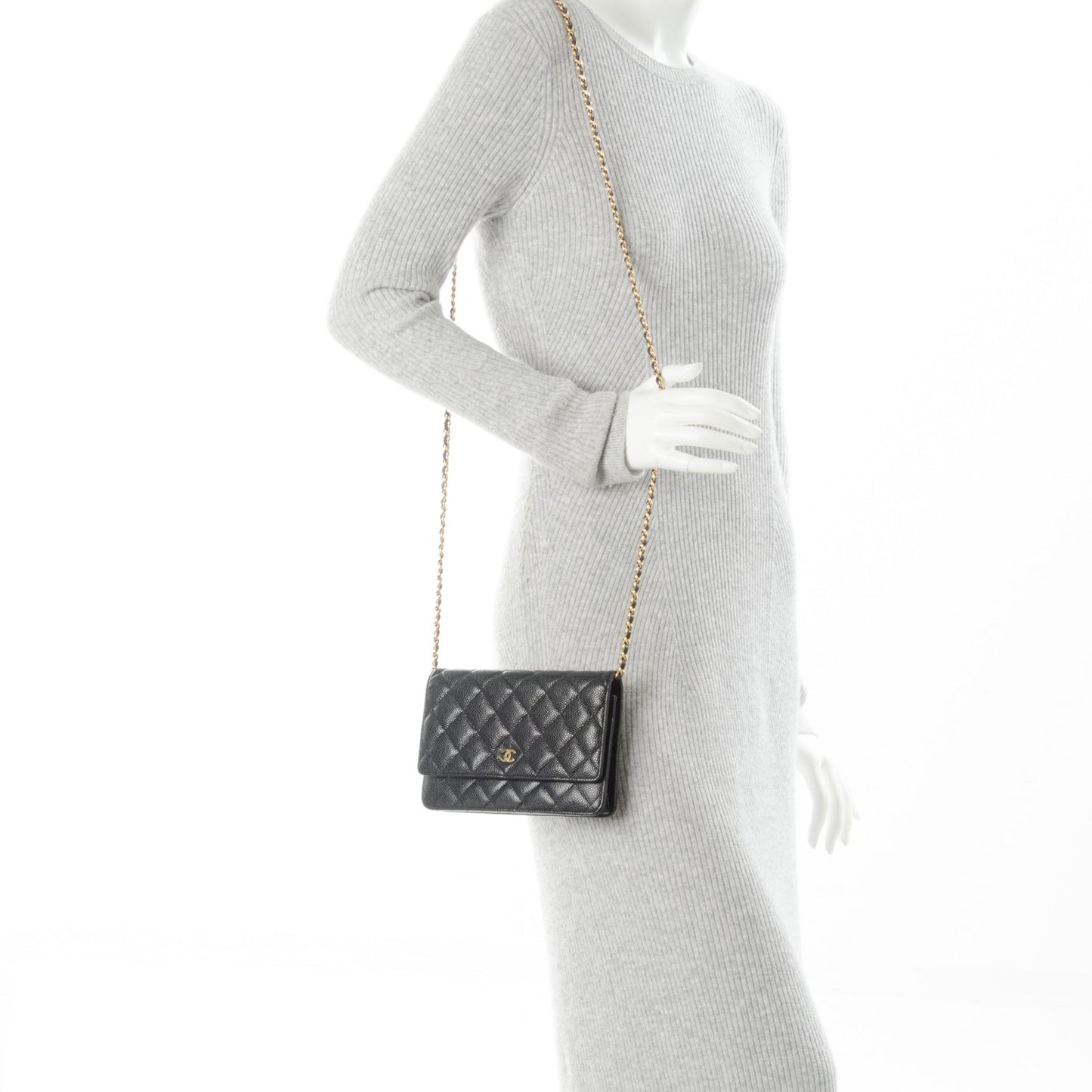 Caviar Quilted Wallet On Chain WOC Black