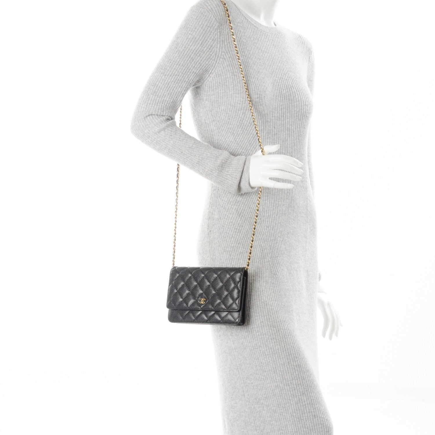 Chanel Caviar Quilted Wallet On Chain WOC Black 2 of 8