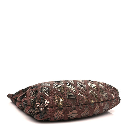 Chanel Metallic Snakeskin Crochet Large Soft and Chain Hobo Burgundy Multicolor 4 of 10