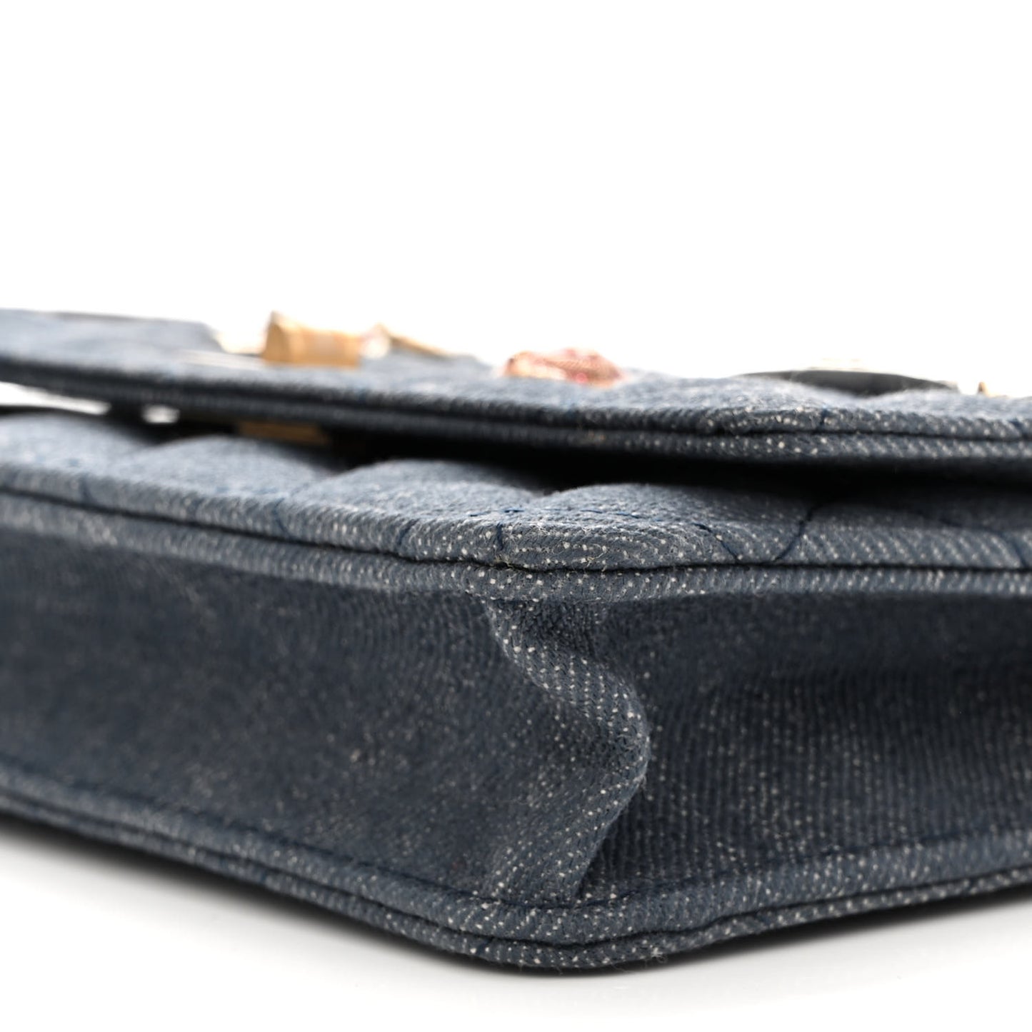 Denim Quilted Lucky Charms Reissue Wallet On Chain WOC Blue