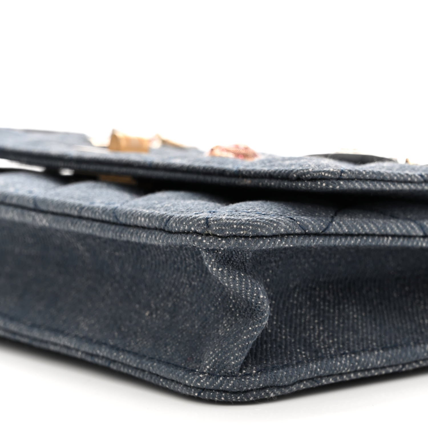Chanel Denim Quilted Lucky Charms Reissue Wallet On Chain WOC Blue 9 of 10
