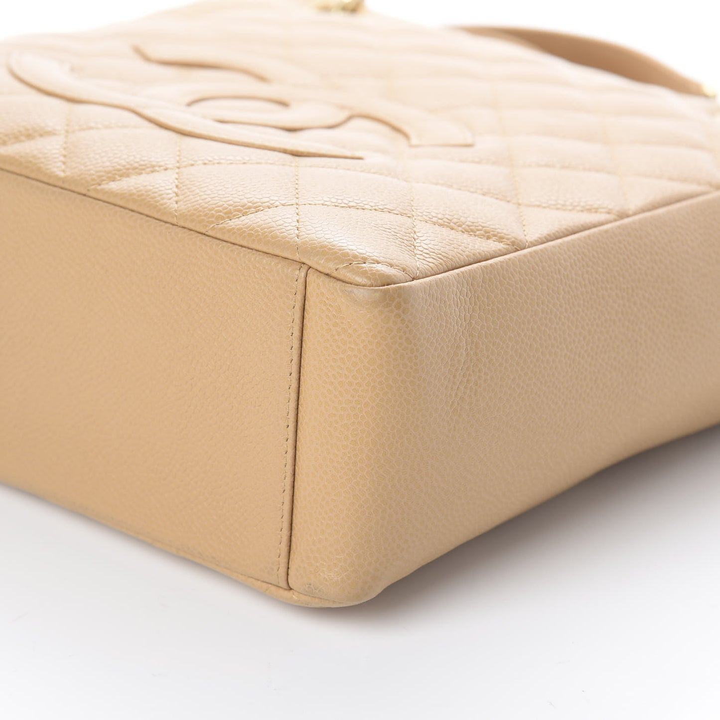 Caviar Quilted Petit Shopping Tote PST Beige