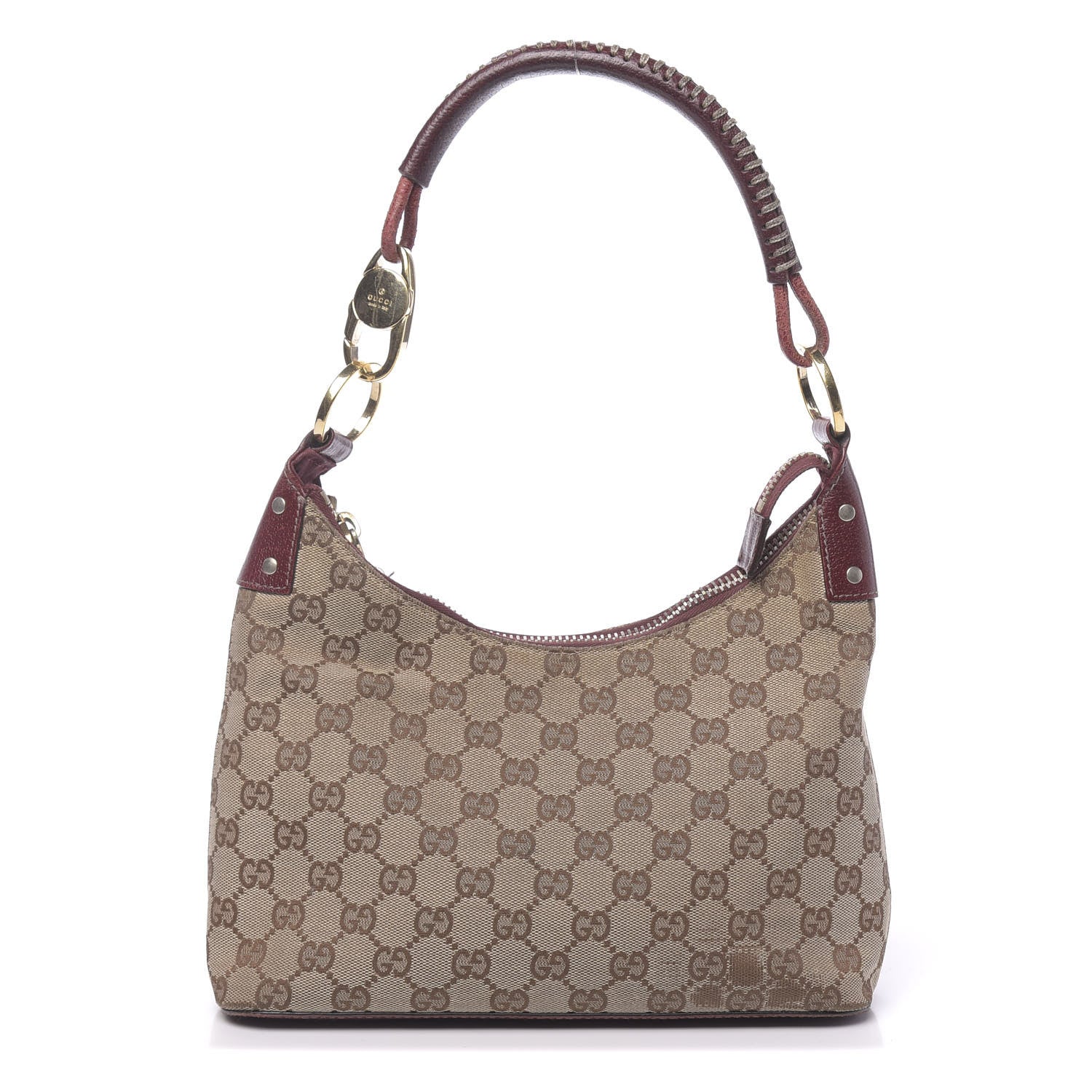 Gucci Monogram Classic Ring Hobo Burgundy 1 of 15