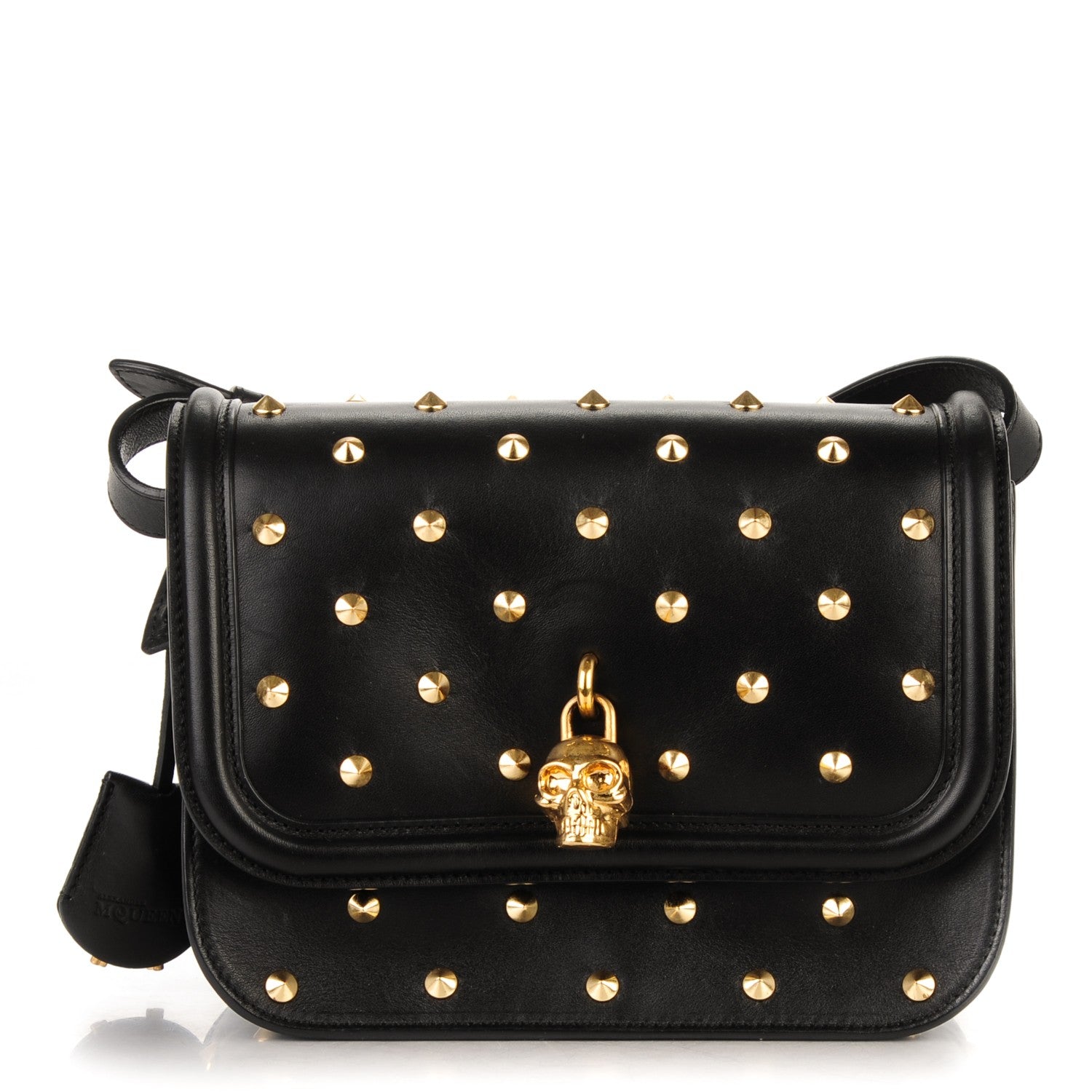 Alexander McQueen Calfskin Small Studded Padlock Flap Cross Body Black 1 of 7