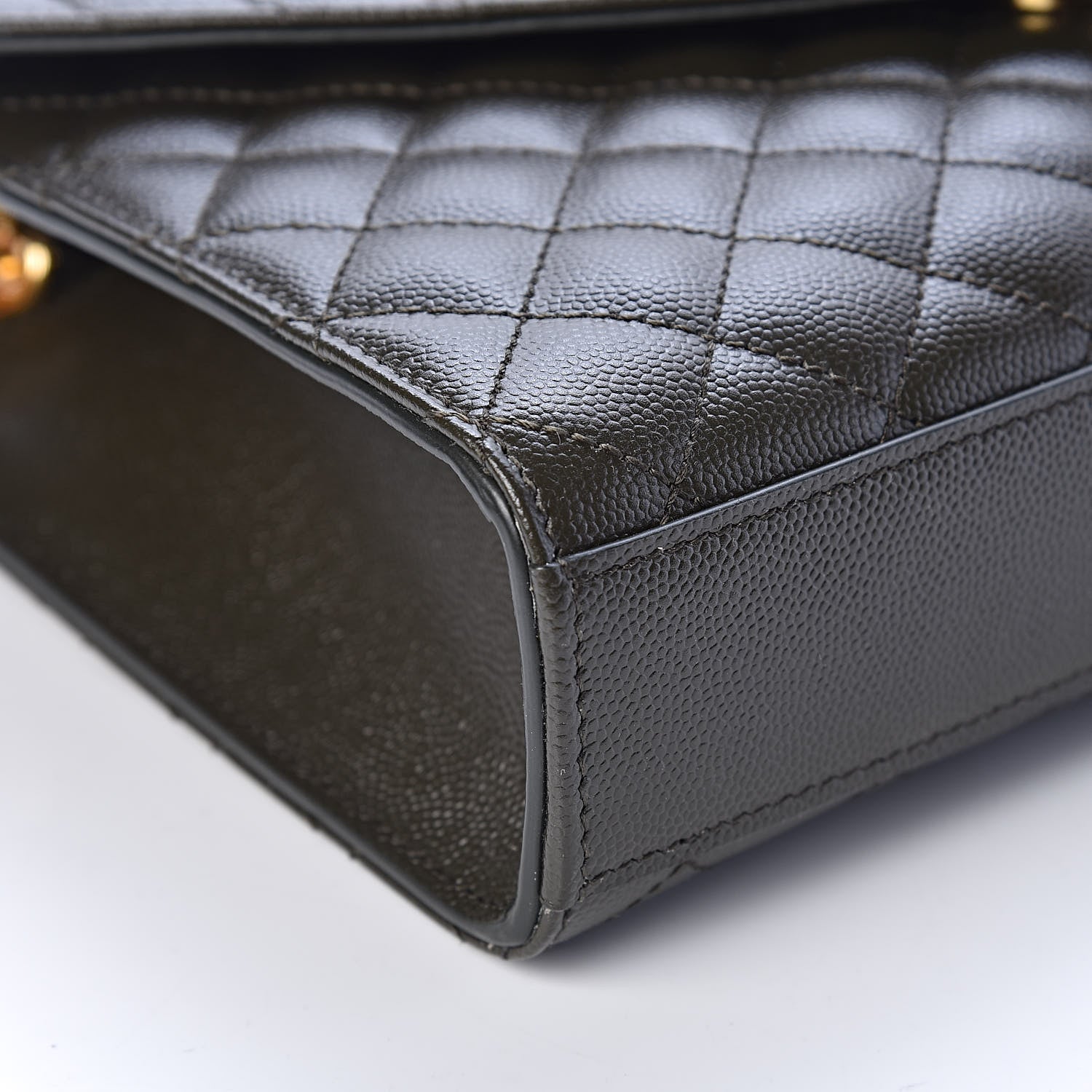 Saint Laurent Grain De Poudre Textured Mixed Matelasse Triquilt Medium Monogram Satchel Army Green 9 of 10