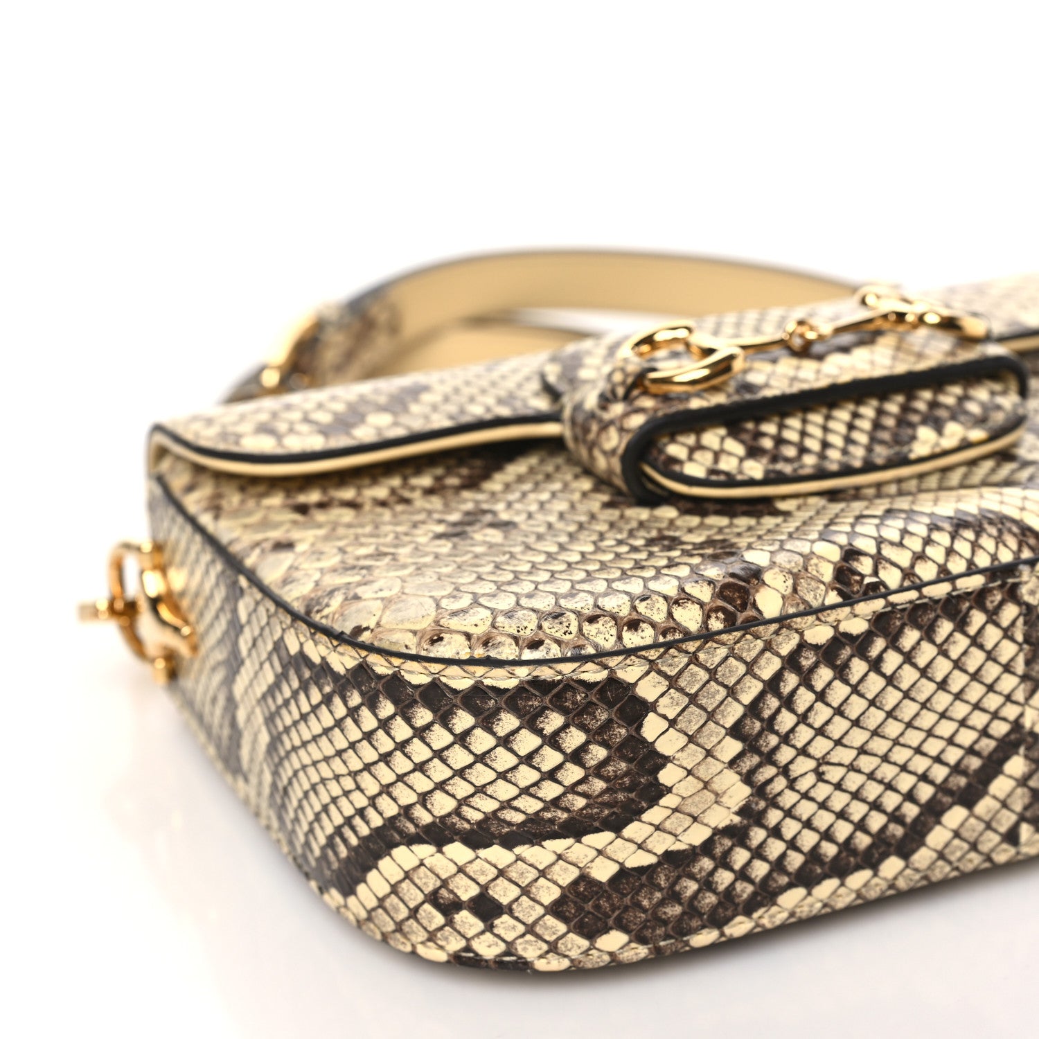 Gucci Snakeskin Web Mini Horsebit 1955 Shoulder Bag New Rock 7 of 9