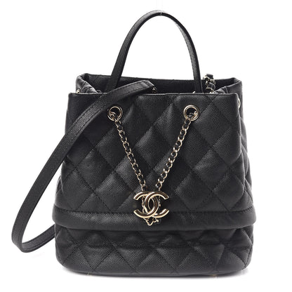 Chanel Caviar Quilted Rolled Up Bucket Drawstring Bag Black 1 of 9