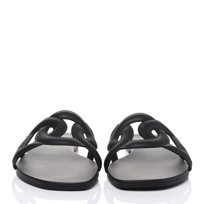 Hermes Rubber Aloha Sandals 37 Black 2 of 8