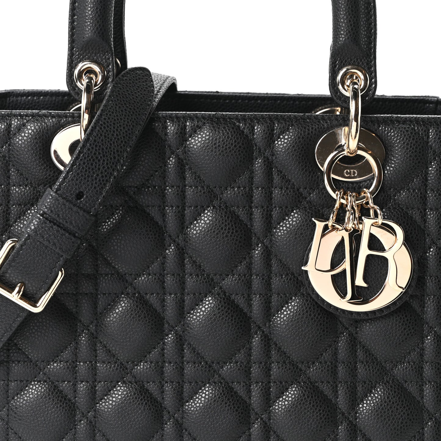 Grained Calfskin Cannage Medium Lady Dior Black