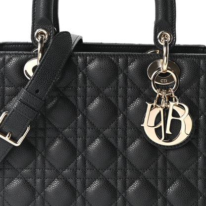 Christian Dior Grained Calfskin Cannage Medium Lady Dior Black 8 of 10
