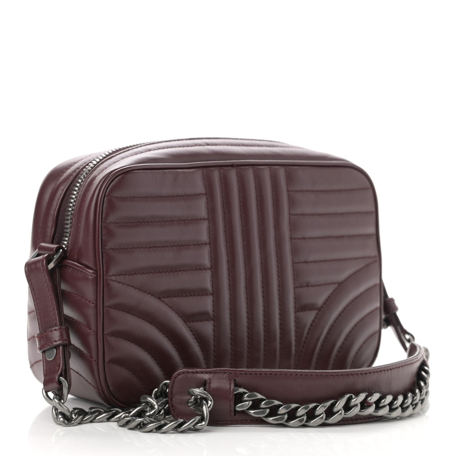 Prada Soft Calfskin Impunture Diagramme Camera Bag Granato 3 of 13