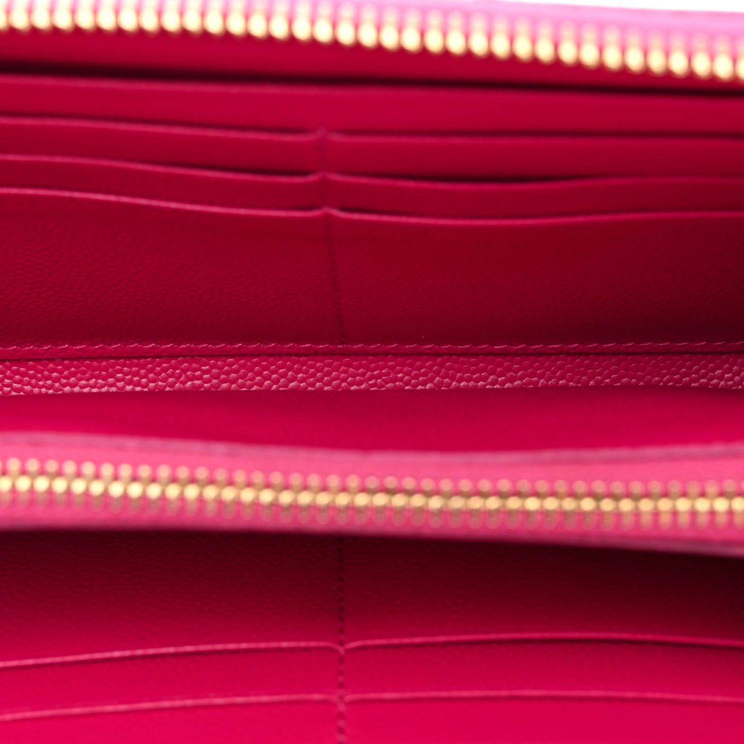 Grain De Poudre Matelasse Chevron Monogram Zip Around Wallet Fuchsia