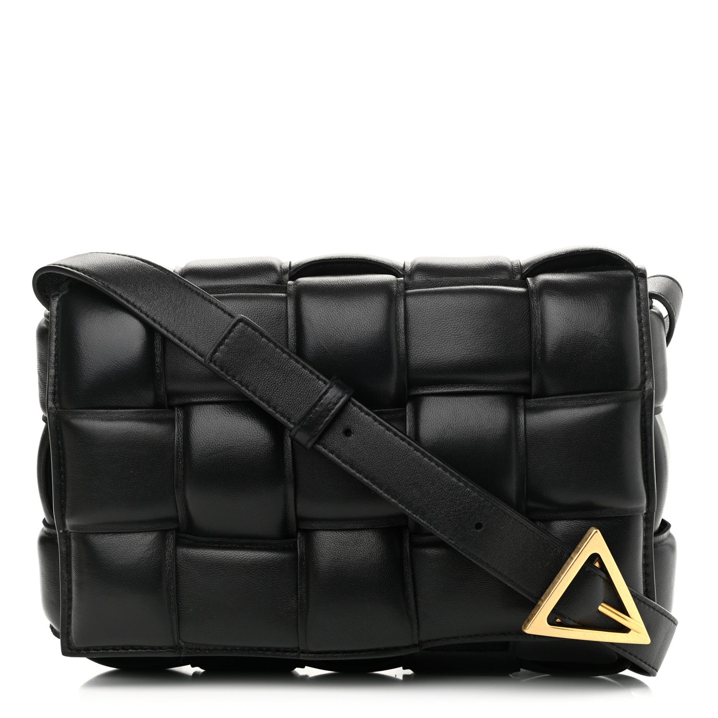 Nappa Maxi Intreccio Padded Cassette Crossbody Bag Black