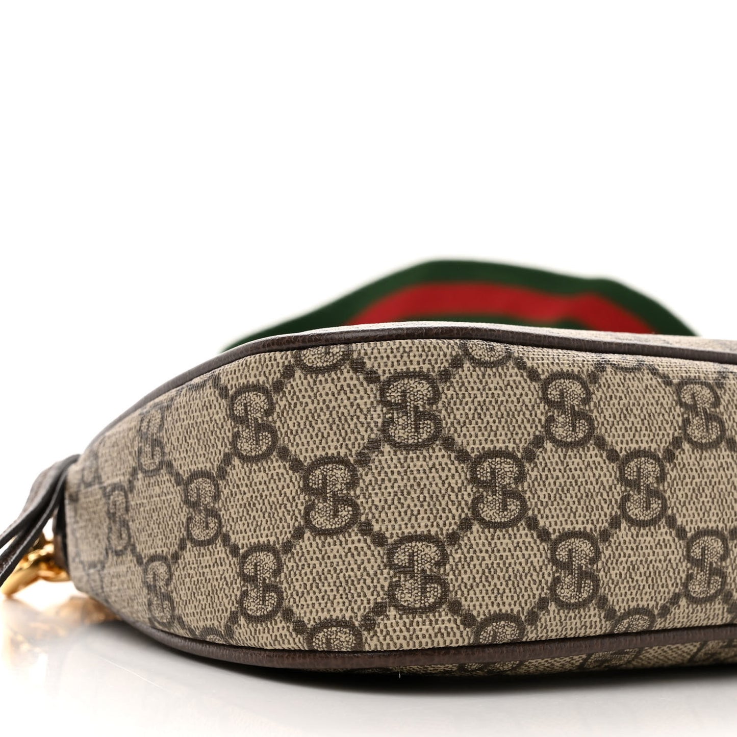 GG Supreme Monogram Textured Dollar Calfskin Web Small Ophidia GG Handbag Beige Ebony New Acero