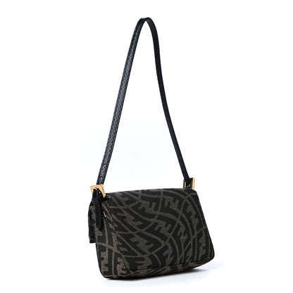 Fendi X SARAH COLEMAN Fabric Jacquard Ayers Enamel FF Vertigo Mini Baguette 1997 Tobacco Moro Black 2 of 4