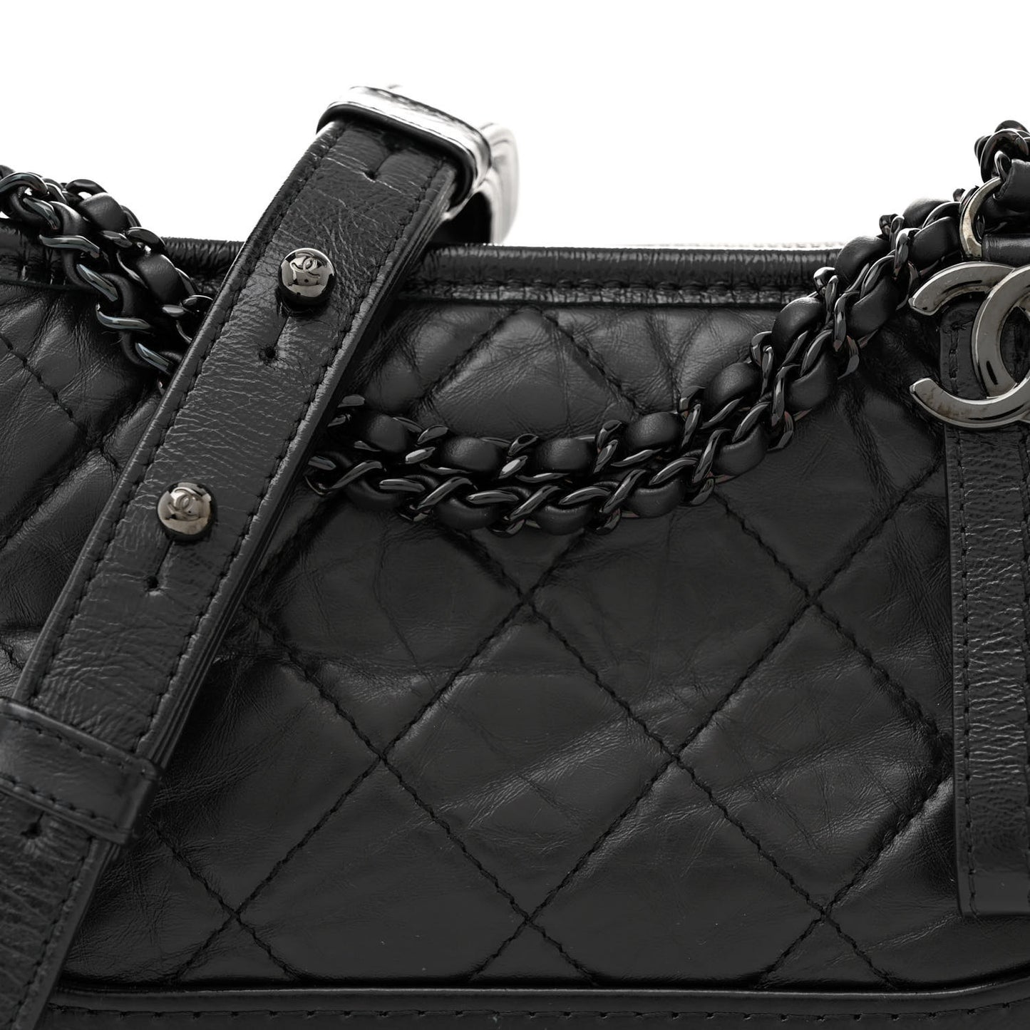 Aged Calfskin Quilted Small Gabrielle Hobo