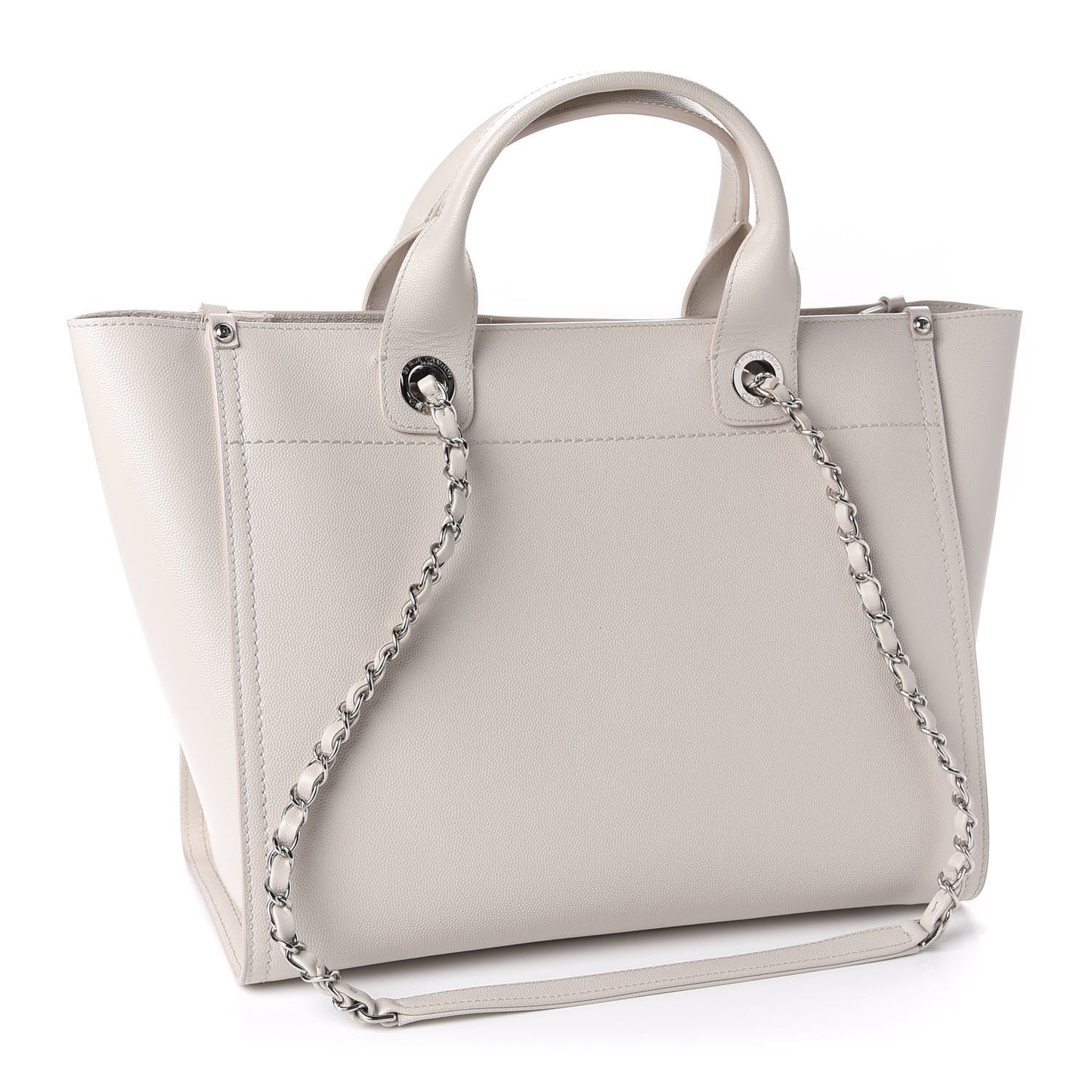 Caviar Small Studded Deauville Tote Ivory