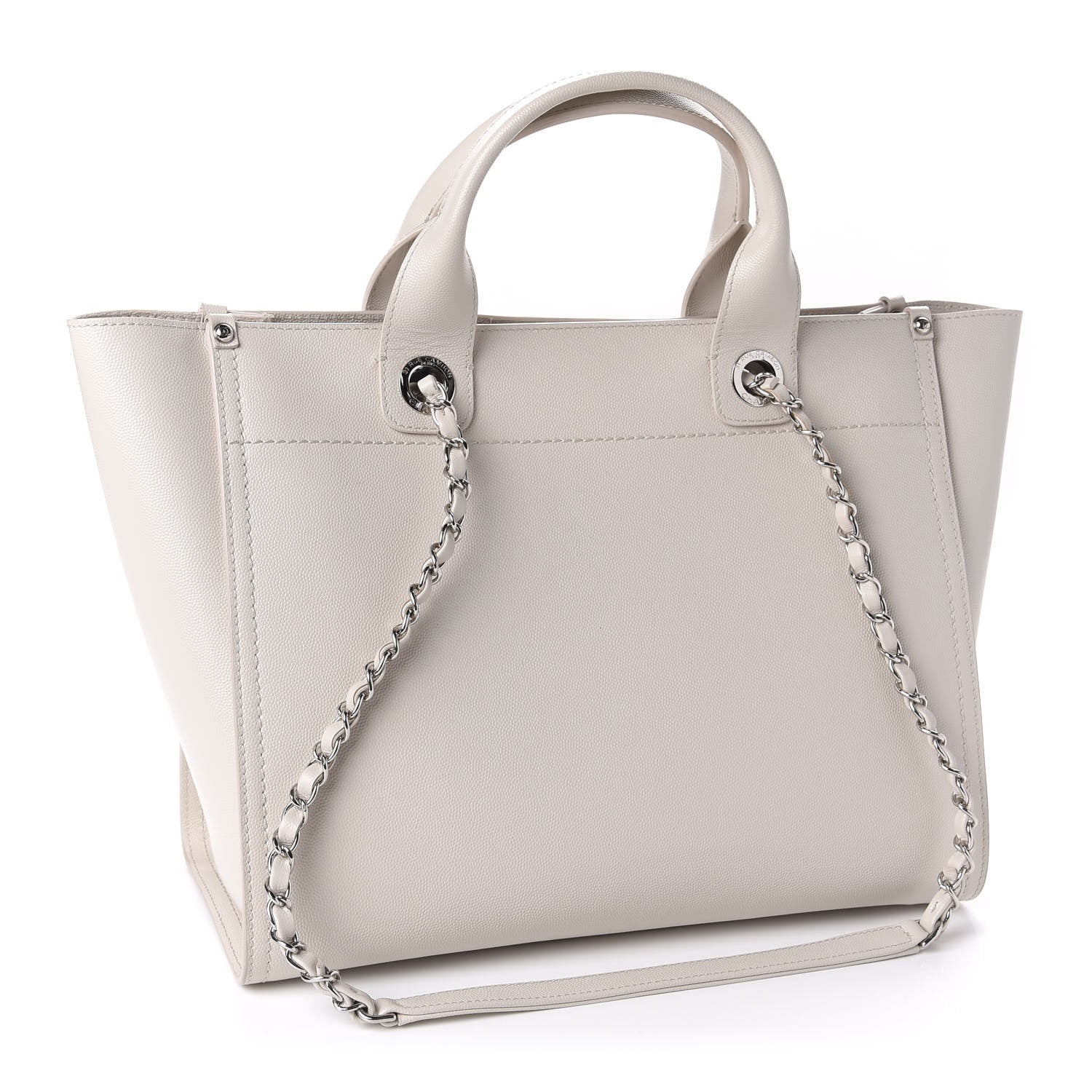 Chanel Caviar Small Studded Deauville Tote Ivory 4 of 12