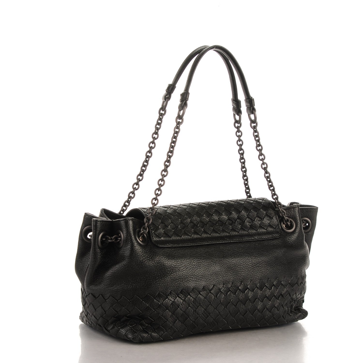 Bottega Veneta Madras Goatskin Intrecciato Small Shoulder Nero Black 3 of 8