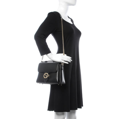 Gucci Dollar Calfskin Interlocking G Top Handle Shoulder Bag Black 2 of 7