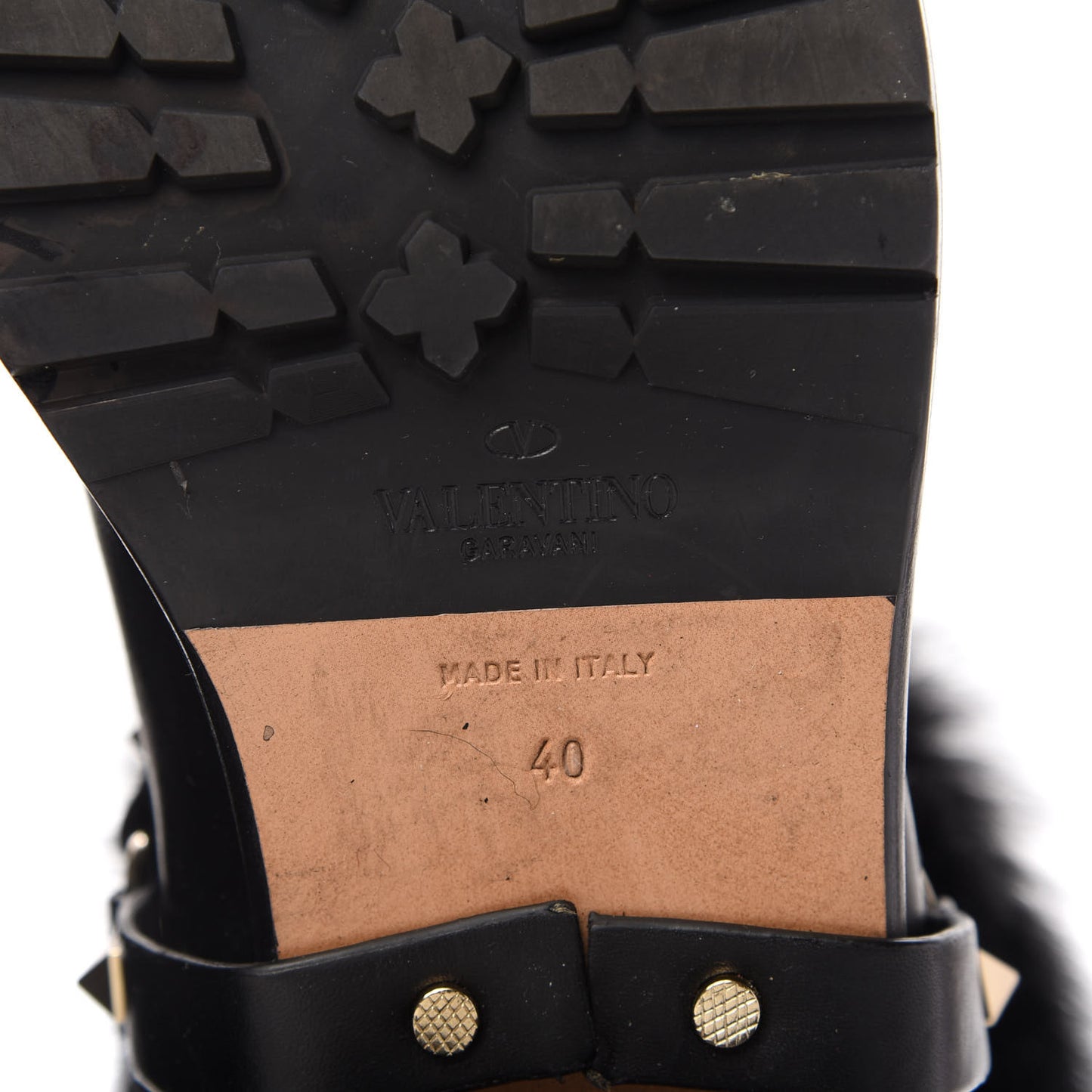 Calfskin Fox Fur Rockstud Boots 40 Black