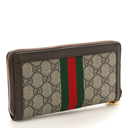 Gucci GG Supreme Monogram Web Ophidia Zip Around Wallet Brown 3 of 9