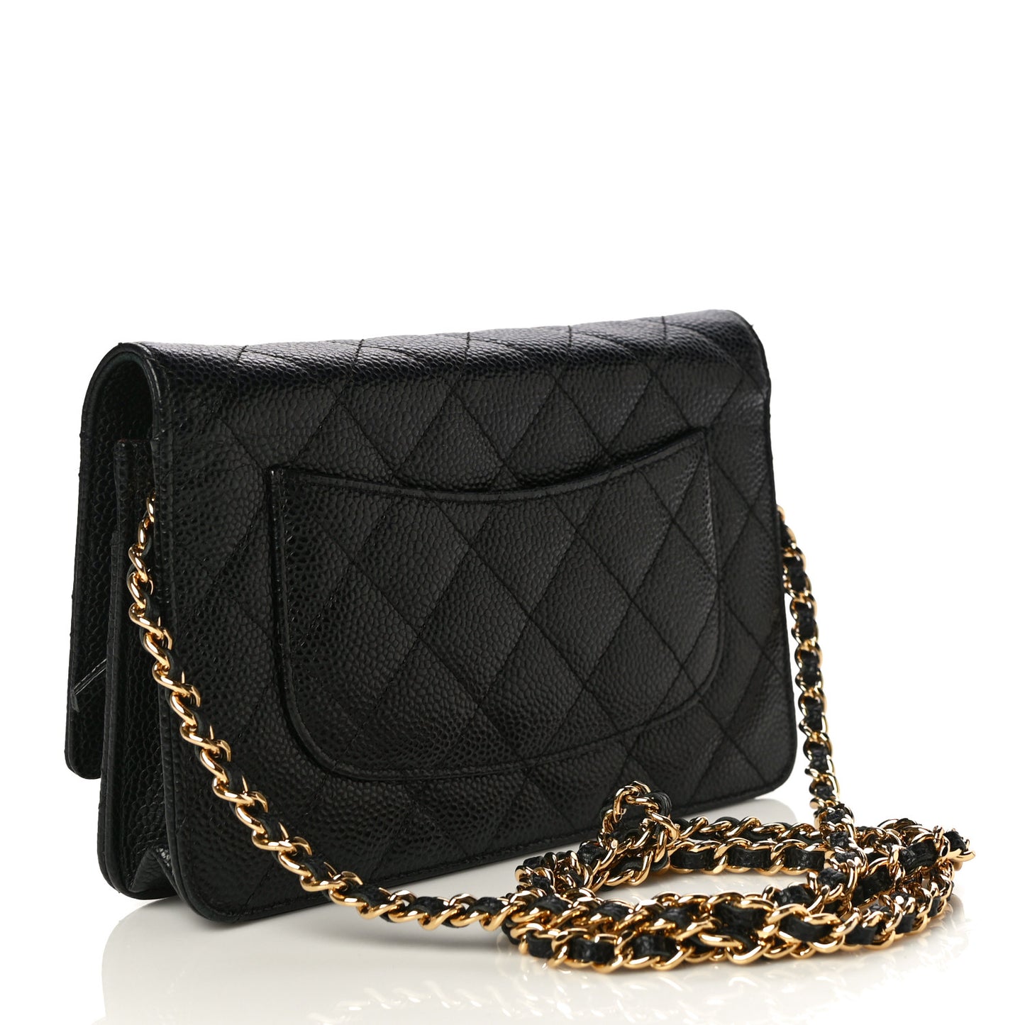 Caviar Quilted Wallet On Chain WOC Black